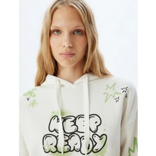 Koton Kapüşonlu Sweatshirt Slogan Baskılı Rahat Kalıp