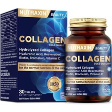 Leaf Shop Collagen Gold Quality Tablet – Hidrolize Kolajen, C Vitamini, Hyaluronik Asit, Biotin, Çinko ve Resveratrol Içeren Cilt, Saç ve Tırnak Takviyesi – 30 Tablet