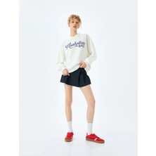 Koton Slogan Nakışlı Polo Yaka Uzun Kollu Sweatshirt