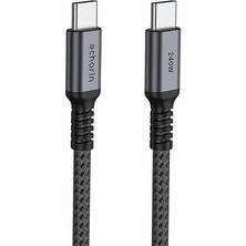 Leaf Shop To Type-C (3 Metre) Hızlı Şarj 240W Pd 48V5A Yüksek Kaliteli Alüminyum Örgülü Kablo Gri