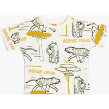 Koton T-Shirt Kaplan Baskılı Kısa Kollu Bisiklet Yaka Pamuklu