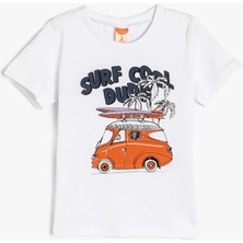 Koton Baskı Detaylı Bisiklet Yaka Kısa Kollu Pamuklu Tişört