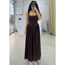 Rora Kadın Kare Yaka Kalın Askılı Elbise