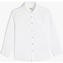 Koton Klasik Yaka Beyaz Pamuklu Uzun Kollu Gömlek Erkek Çocuk Regular Fit Stil