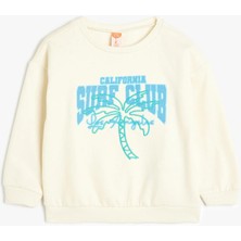 Koton Palmiye Baskılı Bisiklet Yaka Uzun Kollu Pamuklu Sweatshirt