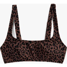 Koton Bralet Leopar Bikini Üstü  Arkası Kopça Kapamalı Astarlı Pedli