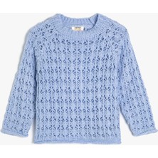 Koton Ajurlu Kazak Triko Yuvarlak Yaka Uzun Kollu