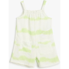 Koton Askılı Tulum Batik Desenli Yuvarlak Yaka Cep Detaylı