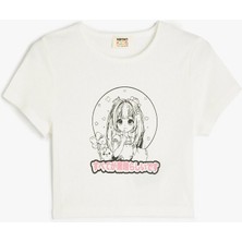 Koton Anime Baskılı Kısa Kollu Bisiklet Yaka Pamuklu Tişört