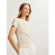 Koton Slim Fit Kısa Kollu Bisiklet Yaka Dokulu Tişört