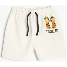 Koton Kaplan Baskı Detaylı Beli Bağcıklı Pamuklu Şort