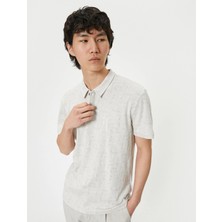Koton Polo Yaka Tişört Slim Fit Düğmeli Dokulu Kısa Kollu