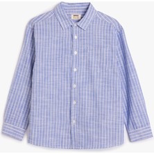 Koton Mavi 5WKB60032TW Erkek Çocuk Gömlek Uzun Kol Düşük Omuz Kesim 7-8 Yaş için Şık Stil