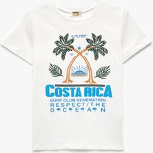 Koton Nakış Detaylı Bisiklet Yaka Kısa Kollu Pamuklu Basic Tişört