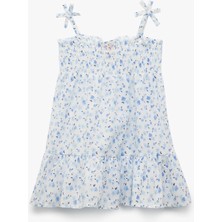 Koton Pamuklu Fiyonk Detaylı Gipeli Askılı Çiçekli Mini Elbise