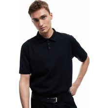 Koton Kısa Kollu Dokulu Regular Fit Polo Yaka Tişört