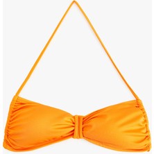 Koton Boyundan Bağlama Detaylı Büzgülü Straplez Bikini Üstü