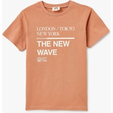 Koton Slogan Baskılı Bisiklet Yaka Kısa Kollu Pamuklu Tişört