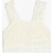 Koton Dantel Detaylı Kare Yaka Askılı Crop Bluz