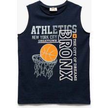 Koton Basketbol Baskı Detaylı Kolsuz Bisiklet Yaka Pamuklu Atlet