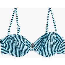 Koton Çıkarılabilir Askılı Dokulu Çizgili Balenli Bikini Üstü