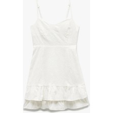 Koton Pamuklu Askılı Fırfırlı Volanlı Gipeli Mini Fisto Elbise