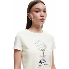 Koton Kısa Kollu Bisiklet Yaka Baskılı Pamuklu Tişört