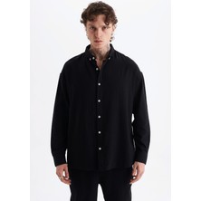 Danger Erkek %100 Pamuklu Keten Görünümlü Pantolon Gömlek Takım Siyah