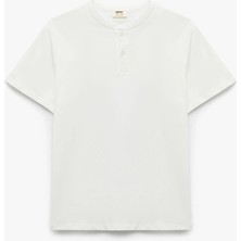 Koton Pamuklu Kısa Kollu Bisiklet Yaka Düğmeli Basic Tişört