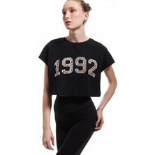 Koton Baskılı Kolsuz Bisiklet Yaka Pamuklu Crop  Spor Tişört