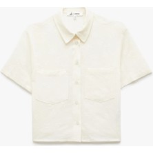 Koton Kısa Kollu Klasik Yaka Cep Detaylı Düğmeli Keten Karışımlı Gömlek