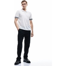 Fermuarlı Çizgi Detaylı Regular Fit Pike Kumaş Kısa Kollu Polo Yaka Tişört