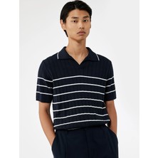 Regular Fit Polo Yaka Dokulu Viskon Kısa Kollu Triko Tişört
