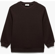 Pamuklu Uzun Kollu Bisiklet Yaka Basic Okul Sweatshirt