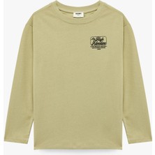 Koton Uzun Kollu Bisiklet Yaka Pamuklu Baskılı Oversize Tişört