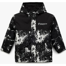 Koton Uzun Kollu Baskılı Kapşonlu Mevsimlik Mont