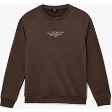 Uzun Kollu Bisiklet Yaka Baskılı Sweatshirt