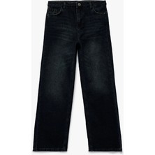 Pamuklu Cep Detaylı Bol Paça Denim Pantolon