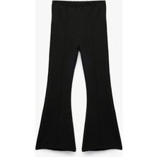 Beli Lastikli Viskon Karışımlı Dar Kalıp Ispanyol Paça Pantolon