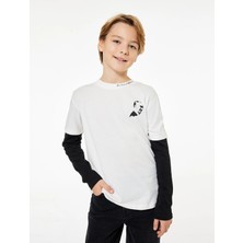 Atatürk Baskılı Uzun Kollu Bisiklet Yaka Pamuklu Tişört