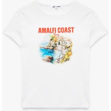 Slim Fit Kısa Kollu Bisiklet Yaka Baskılı Tişört