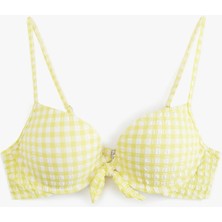 Koton Fiyonklu Pötikare Desenli Push Up Bikini Üstü