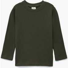 Koton Pamuklu Uzun Kollu Bisiklet Yaka Dokulu Basic Tişört