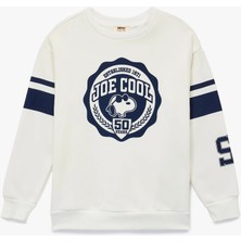 Lisanslı Snoopy Baskılı Uzun Kollu Bisiklet Yaka Şardonlu Sweatshirt