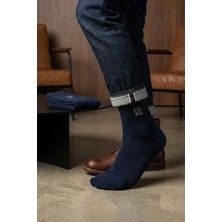 Lykos 2'li Paket Koyu Lacivert Erkek Kışlık Havlu Çorap - Şık ve Sıcak Tutan Kalın Soket Çorap