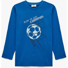 Koton Pamuklu Uzun Kollu Bisiklet Yaka Futbol Baskılı Tişört