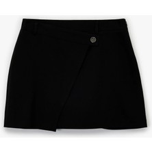 Koton Viskon Karışımlı Düğmeli Slim Fit Kruvaze Mini Şort Etek