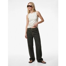 Koton Pamuklu Soyut Baskılı Bisiklet Yaka Slim Fit Kolsuz Bluz