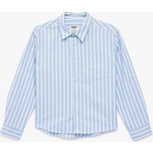 Koton Pamuklu Uzun Kollu Düğmeli Cepli Klasik Yaka Çizgili Gömlek