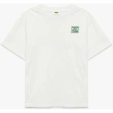 Koton Erkek Çocuk Pamuklu Baskılı Kısa Kollu Oversize Tişört Günlük Stil Desenli Beyaz